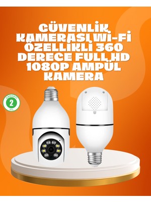 Ayena Moda Tam Karanlıkta Görüntüleme Sağlayan 1080P Ampul Güvenlik Kamerası