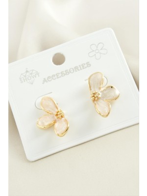 Ayena Moda Çiçek Mineli Metal Küpe