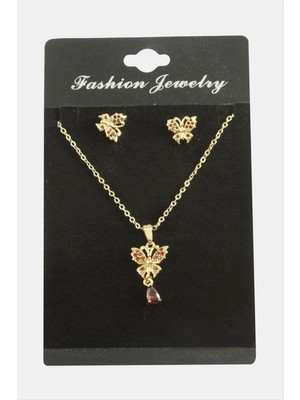 Ayena Moda Kelebek Zirkon Taşlı Set Kolye