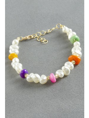 Ayena Moda Kırık Doğaltaşlı Inci Bileklik