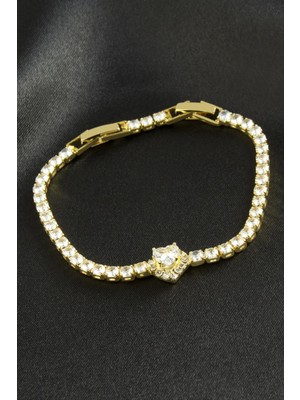 Ayena Moda Kalp Zirkon Taşlı Çelik Bileklik