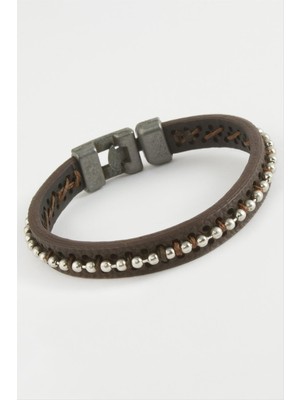Ayena Moda Top Metal Boncuklu Kaliteli Suni Deri Bileklikc