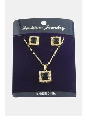 Ayena Moda Kare Zirkon Taşlı Set Kolye