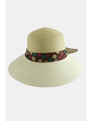 Ayena Moda Benekli Fiyonglu Hasır Şapka