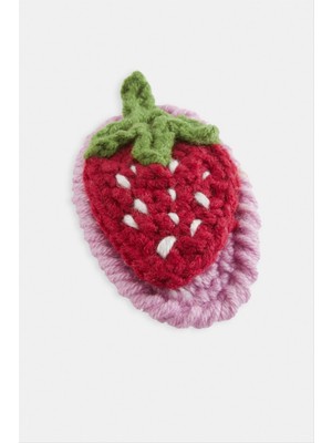 Ayena Moda El Yapımı Çilek Işlemeli Örgülü Çıtçıtlı Toka