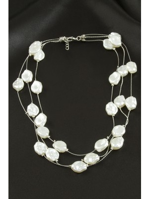 Ayena Moda Oval Inci Üçlü Kolye