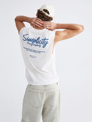 Lc Waikiki Yeni Sezon Bisiklet Yaka Baskılı Erkek Kolsuz Tişört