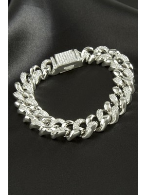 Ayena Moda Zirkon Taşlı Lüks Zincir Çelik Bileklik