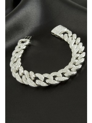 Ayena Moda Zirkon Taşlı Lüks Zincir Çelik Bileklik