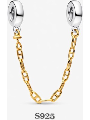 Poseidons Jewellery Gümüş Zinciri Gold Renk Güvenlik Zinciri