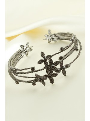 Ayena Moda Çiçek Lüks Taşlı Gelin Tacı