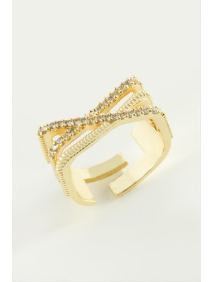 Ayena Moda Üç Çizgili Zirkon Taşlı Yüzük