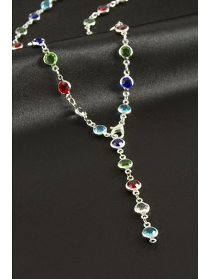 Ayena Moda Yuvarlak Zirkon Taşlı Çelik Y Kolye