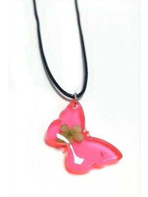 Ayena Moda Kartopu Çiçeği Kelebek Epoksi Kolye