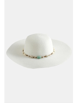 Ayena Moda Etnik Boncuklu Hasır Şapka
