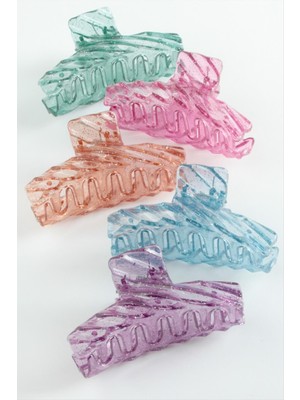 Ayena Moda Burgulu Şeffaf Renkli Mandal Toka 8 cm
