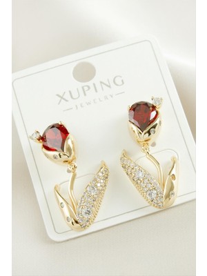 Ayena Moda Xuping Orkide Zirkon Taşlı Lüks Çelik Küpe