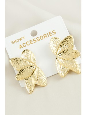 Ayena Moda Yaprak Trend Metal Küpe