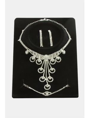 Ayena Moda Halka Taşlı Lüks Set Kolye