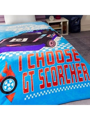 Race Çizgi Film Karakteri Pamuk-Polyester Karışım Battaniye, Mavi, Siyah, Mor, Tek Kişilik