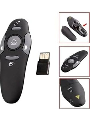Lazer Sunum ve Slayt Atlama Kumandası Kablosuz Sunum Kalemi Siyah