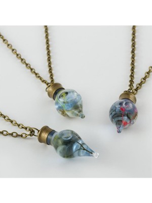 Ayena Moda Sulu Çiçek Fanus Canlı Kolye