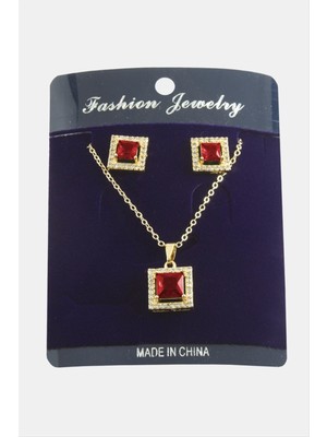 Ayena Moda Kare Zirkon Taşlı Set Kolye