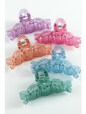 Ayena Moda Fiyong Şeffaf Renkli Mandal Toka 8 cm