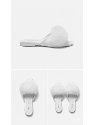 Ceyyiz Patalya Ekru Kaztüyü Topuksuz Kadın Terlik 615