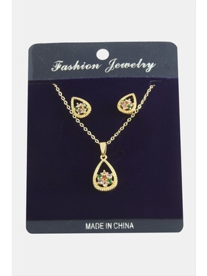 Ayena Moda Oval Kartanesi Zirkon Taşlı Set Kolye