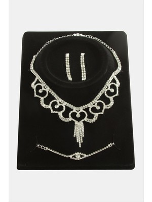 Ayena Moda Kalp Taşlı Lüks Set Kolye