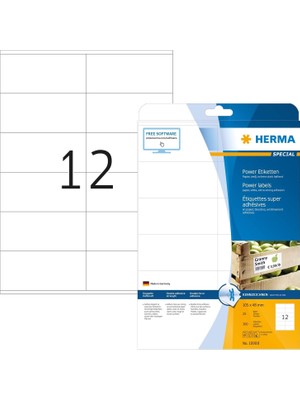 10908 Power Etiket Dın A4 Büyük 105 x 48 Mm, 25 Yaprak, Kağıt, Mat Kendinden Yapışkanlı, Basılabilir, 300 Yapışkan Etiket, Beyaz