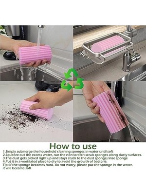 8'li Paket Nemli Temiz Silgi Süngeri, Sünger Temizleme Fırçası, Temizlik, Bulaşık, Panjur, Cam, Süpürgelik, Havalandırma Delikleri, Pencere Rayları ve Musluklar Için Silgi
