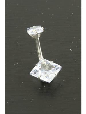 Ayena Moda Kare Zirkon Taşlı Çelik Piercing 1 Adet