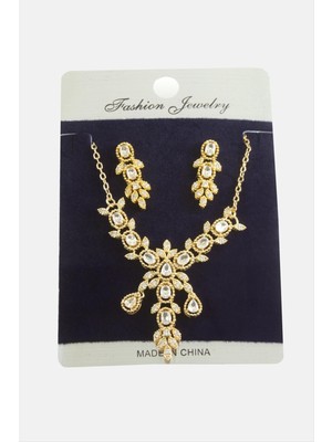 Ayena Moda Çiçek Zirkon Taşlı Set Kolye