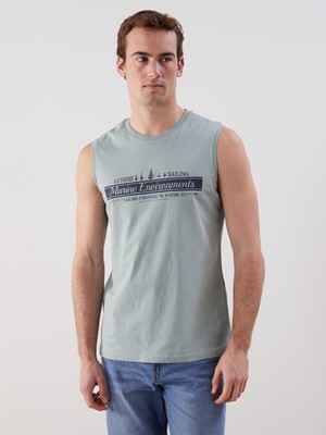 Lc Waikiki Yeni Sezon Bisiklet Yaka Baskılı Erkek Kolsuz Tişört