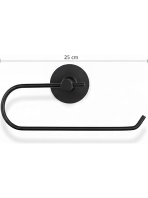 Mat Siyah Kağıt Havluluk – Duvara Monte Metal Tuvalet Kağıdı, Kağıt Havlu Askısı 25 Cm, Güçlü Yapışkanlı Duvara Montaj