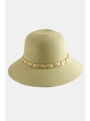 Ayena Moda Fiyong Zincir Örgülü Hasır Şapka