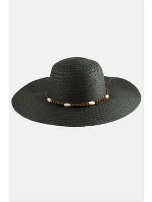 Ayena Moda Ahşap Boncuklu Hasır Şapka