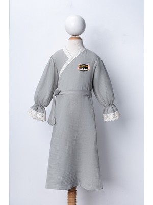 Dekim Moda Müslin Çocuk Namaz Elbisesi | Kabe Çiçekli