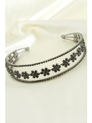 Ayena Moda Çiçek Lüks Taşlı Gelin Tacı