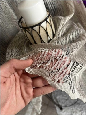 Ev Depo Taç Cam Kırığı Desen Pilesiz Düz Dikim Ekstrafor Büzgü Tül Perde Tek Kanat Bzkrgpilesiz, Bej, 70 x 200