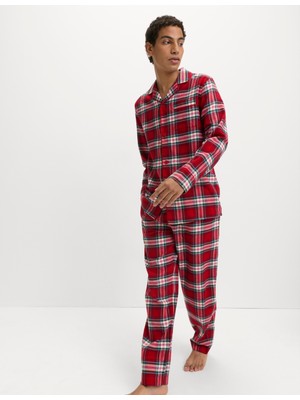 Marks & Spencer Saf Pamuklu Kareli Pijama Takımı