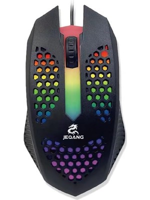 Kablolu Mouse, Rgb LED Işıklı, Gaming Oyun Uyumlu Mouse, 1600 Dpı, 4d Optik Sensör, Ergonomik Tasarım, Siyah Tak Kullan (Delikli)