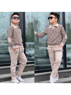 Burçak Butik Erkek Çocuk Sweat - Pantolon Kışlık Full Likra Alt Üst 2'li Takım - Bayramlık