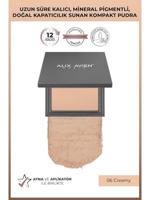 Kompakt Pudra - 12 Saate Kadar Kalıcılık - Soğuk-Nötr Cilt Alt Tonu - Compact Powder 06 Creamy