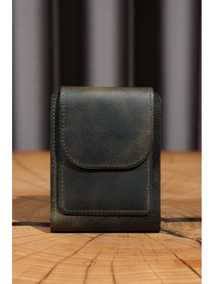 Lenax Mono - Hakiki Gerçek Deri El Yapımı Mıknatıslı Kapaklı Modern Kartlık Cüzdan | 10 Kart Bölmeli | 8X10 cm