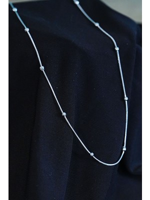 Pusat Çelik Kolye Dorika Model Zincir Gümüş Renk