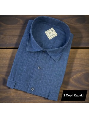 Eren Style Pamuklu Uzun Kollu Çift Cepli Kapaklı Gömlek (Regular Kalıp)