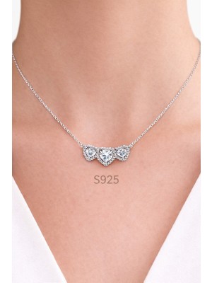 Poseidons Jewellery S925 Hale Üçlü Kalp Kolye